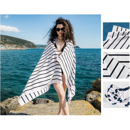runico Toalla de Playa de algodón Suave Fabricada en Italia, Toalla de Playa, Ideal para Verano sin Arena – Toalla de Playa