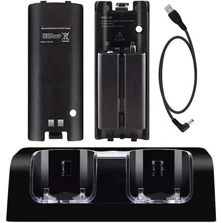 OSTENT Charger Dock Station + 2 Paquetes de baterías compatibles con el Mando a Distancia Nintendo Wii Color Blanco