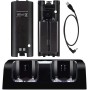 OSTENT Charger Dock Station + 2 Paquetes de baterías compatibles con el Mando a Distancia Nintendo Wii Color Blanco