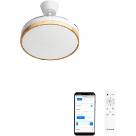 CREATE / WIND CLEAR S/Ventilador de techo con luz madera clara con mando y Wifi / 40W, Ø91 cm, temporizador, 6 velocidades,
