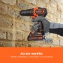 BLACK+DECKER Kit Taladro Percutor 18V, Luz LED, Velocidad Variable, con 2 Baterías de Litio de 1.5Ah, Cargador, con 80