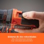 BLACK+DECKER Kit Taladro Percutor 18V, Luz LED, Velocidad Variable, con 2 Baterías de Litio de 1.5Ah, Cargador, con 80
