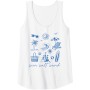 Mujer Sal Sol Arena Retro Verano Olas Surf Tabla Palmera Playa Camiseta sin Mangas