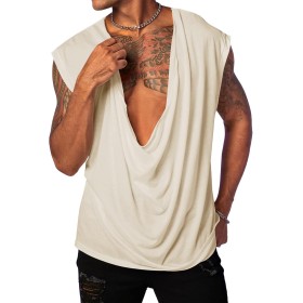 Runcati Camiseta sin mangas para hombre, cuello en V profundo, camiseta para hombre, verano, tiempo libre, playas de arena