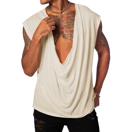 Runcati Camiseta sin mangas para hombre, cuello en V profundo, camiseta para hombre, verano, tiempo libre, playas de arena