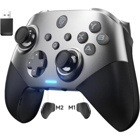 EasySMX X10 Mando PC Inalambrico con Botones Mecánicos- Carcasa Facial Magnética Reemplazable DIY- Hall Joystick- Hall Trigger-