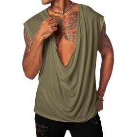 Runcati Camiseta sin mangas para hombre, cuello en V profundo, camiseta para hombre, verano, tiempo libre, playas de arena
