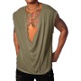Runcati Camiseta sin mangas para hombre, cuello en V profundo, camiseta para hombre, verano, tiempo libre, playas de arena