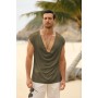 Runcati Camiseta sin mangas para hombre, cuello en V profundo, camiseta para hombre, verano, tiempo libre, playas de arena