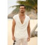 Runcati Camiseta sin mangas para hombre, cuello en V profundo, camiseta para hombre, verano, tiempo libre, playas de arena