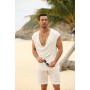 Runcati Camiseta sin mangas para hombre, cuello en V profundo, camiseta para hombre, verano, tiempo libre, playas de arena