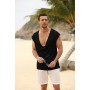 Runcati Camiseta sin mangas para hombre, cuello en V profundo, camiseta para hombre, verano, tiempo libre, playas de arena