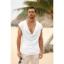 Runcati Camiseta sin mangas para hombre, cuello en V profundo, camiseta para hombre, verano, tiempo libre, playas de arena