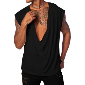 Runcati Camiseta sin mangas para hombre, cuello en V profundo, camiseta para hombre, verano, tiempo libre, playas de arena