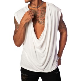 Runcati Camiseta sin mangas para hombre, cuello en V profundo, camiseta para hombre, verano, tiempo libre, playas de arena