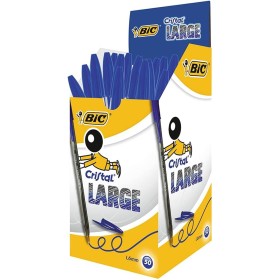 BIC Cristal Large Boligrafos de Punta Media, Para la Escuela, la Oficina o el Hogar, Azul, Paquete de 50 (1,6 mm)