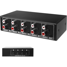 Conmutador de audio, conmutador de audio 4 en 1 salida, interruptor de audio auxiliar de 3,5 mm + RCA L/R, conmutador de audio
