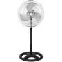 DK HOME Ventilador de Pie, 45,7 cm, 80W, 3 Velocidades, Altura Regulable, Oscilación 120°, Negro