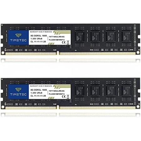 Timetec 16GB Kit(2x8GB) DDR3L / DDR3 1600MHz (DDR3L-1600) PC3L-12800 / PC3-12800 Non-ECC Unbuffered 1.35V / 1.5V CL11 2Rx8 Dual