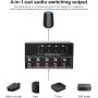 Conmutador de audio, conmutador de audio 4 en 1 salida, interruptor de audio auxiliar de 3,5 mm + RCA L/R, conmutador de audio