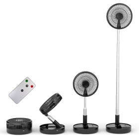 Primevolve Ventilador de Pie Portátil con Remoto,NO-Rotación-8'' Plegable Suelo/Mesa Ajustable,7200mAh USB C Ventilador para