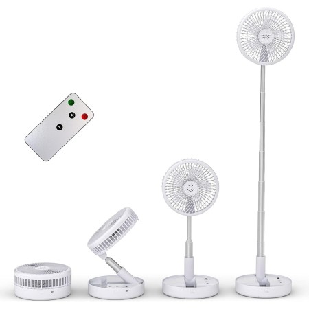 Primevolve Ventilador de Pie Portátil con Remoto,NO-Rotación-8'' Plegable Suelo/Mesa Ajustable,7200mAh USB C Ventilador para
