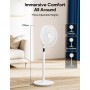 MYCARBON 14'' 23W Ventilador de Pie Silencioso 20 dB Motor DC, Oscilación Horizontal (60°-90°-120°), 3 Alturas Ajustables (48cm,