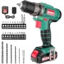 Taladro Atornillador 12V, HYCHIKA Destornillador Eléctrico, 30N.m Atornillador Eléctrico, 21+1 Ajustes Par, 2 Velocidad