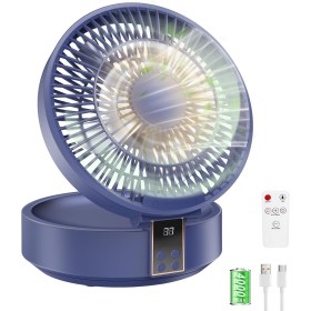 Ventilador de Mesa, USB Recargable Potente Silencioso Ventiladores, con Mando a Distancia, Pantalla LED, Rotación de
