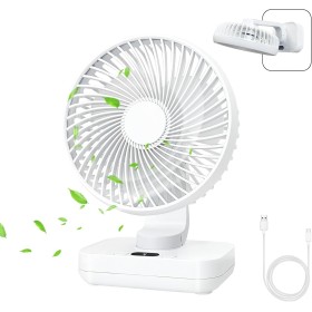 MERTTURM USB Ventilador de Mesa 4000mAh, Ultra Silencioso, 4 Velocidades Ajustables, Dirección Ajustable, Indicador de Batería,