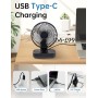 MERTTURM USB Ventilador de Mesa 4000mAh, Ultra Silencioso, 4 Velocidades Ajustables, Dirección Ajustable, Indicador de Batería,