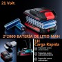 Olubfdh Taladro Percutor a Bateria 21V, Taladro Atornillador Bateria con 4000mAh Baterías, 45 Nm, 25+3 posiciones de par (2