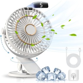 COZII Ventilador USB Recargable, Ventilador de Mesa Pequeño 3 en 1 con Clip, Potente Ventilador Portatil Silencioso 5