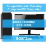 TECMIYO 16GB (2x8GB) Memoria RAM DDR3 16GB RAM PC3-12800U/PC3L-12800 DDR3L 1600MHz UDIMM CL11 1.35V/1.5V 240Pin Non-ECC