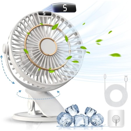 COZII Ventilador USB Recargable, Ventilador de Mesa Pequeño 3 en 1 con Clip, Potente Ventilador Portatil Silencioso 5