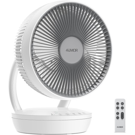 4UMOR Ventilador de Mesa Silencioso 20dB con 3D Oscilación Ventilador de Circulación de Aire para Dormitorios 25W Potente Viento