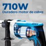 DongCheng - Taladro de percusión (710 W, 13 mm, taladro de percusión, 45,000 IPM, 3000 RPM con 15 coronas de perforación para
