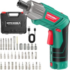 HYCHIKA Atornillador Eléctrico 6Nm, Destornillador Eléctrico (Máximo Par 6 N.m, 3.6V, 2.0Ah) LED Luz como Linterna, Cable USB,