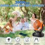 Camping Ventilador con Luz LED, 20000 mAh Recargable Vibración Automática Ventiladors para Tienda de Campaña al Aire Libre con