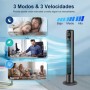 Aigostar Ventilador de Torre Inteligente con Mando a Distancia, Silencioso, 102 cm, WiFi+Bluetooth, Pantalla LED, 3 Velocidades,