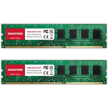 Gigastone Memoria RAM Escritorio 16GB (2x8GB) DDR3-1600MHz PC3-12800 CL11 1.5V UDIMM 240 Pin sin búfer sin ECC para PC