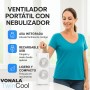Ventilador Portatil Recargable, Ventilador con Hielo y Agua y Doble Cabezal 360°, Nebulizador Hielo 280 ml, Oscilante 90°/180°,