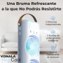 Ventilador Portatil Recargable, Ventilador con Hielo y Agua y Doble Cabezal 360°, Nebulizador Hielo 280 ml, Oscilante 90°/180°,