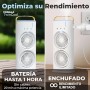 Ventilador Portatil Recargable, Ventilador con Hielo y Agua y Doble Cabezal 360°, Nebulizador Hielo 280 ml, Oscilante 90°/180°,