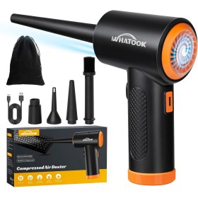 Soplador de Polvo Eléctrico，Plumero de Aire Comprimido，Potente 3 Velocidades 60000 RPM，Batería Recargable de 6000 mAh，Con Luz