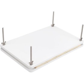 UNICRAFTALE Prensa de libros portátil de bambú rectangular blanco, herramienta de encuadernación de libros, prensa de papel de