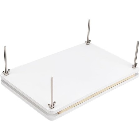 UNICRAFTALE Prensa de libros portátil de bambú rectangular blanco, herramienta de encuadernación de libros, prensa de papel de