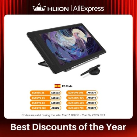 HUION KAMVAS Pro 16 2.5K PenTablet con pantalla QLED tableta de dibujo