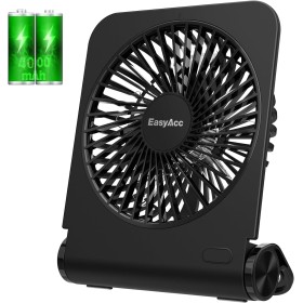 EasyAcc Ventilador de Mesa Ultra Silencioso, 4000 mAh Portátil con 4 Velocidades, Mini Ventilador USB Recargable con 4 Modos de