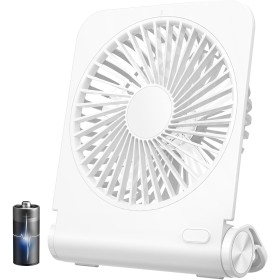 EasyAcc Ventilador de Mesa Pequeño, Mini Ventilador Silencioso USB Recargable 2000mAh con 4 Velocidades, 225° Plegable Portátil